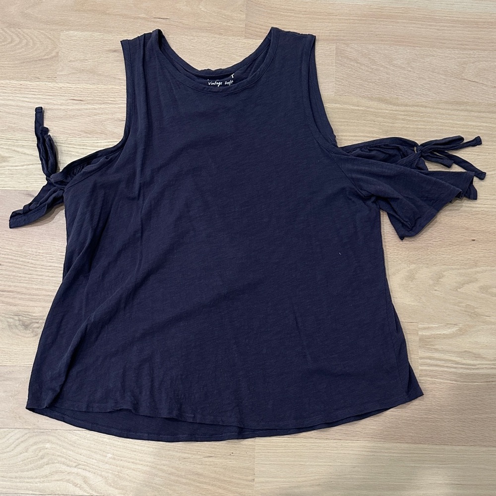 LOFT Purple ish  Cold-Shoulder Tie Sleeve Tank